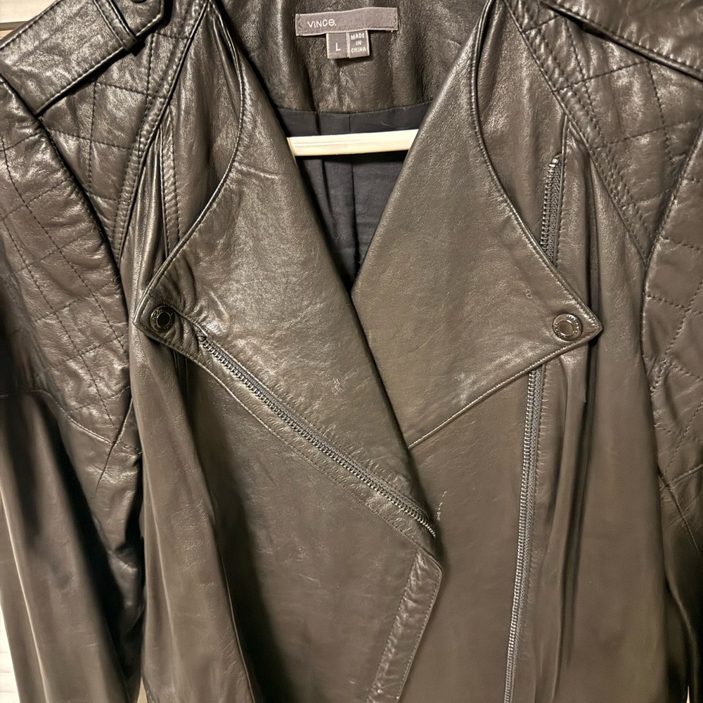 Vince Dark Leather Jacket for Women